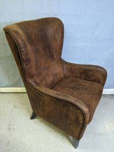 lot 52 image: Faux Suede Studded Wingback Club Chair (3 of 7)