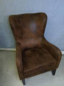 lot 54 image: Faux Suede Studded Wingback Club Chair (5 of 7)