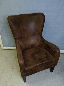 lot 55 image: Faux Suede Studded Wingback Club Chair (6 of 7)