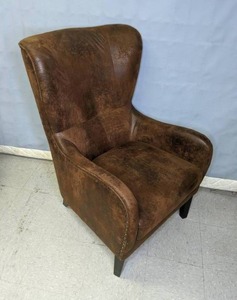 lot 56 image: Faux Suede Studded Wingback Club Chair (7 of 7)