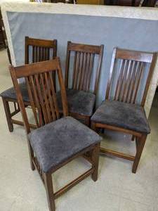 lot 57 image: Set of Four Mission Style Dining Chairs