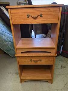 lot 156 image: Wood Nightstand with Drawers & Shelves