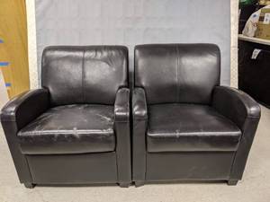 lot 172 image: Pair of Black Faux Leather Club Chairs