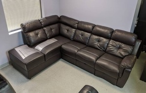lot 39 image: Brown Sectional Sofa with Storage