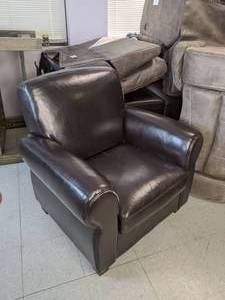 lot 161 image: Brown Faux Leather Club Chair w Padded Arms