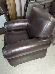 lot 164 image: Brown Faux Leather Club Chair w Padded Arms