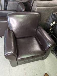 lot 166 image: Brown Faux Leather Club Chair w Padded Arms