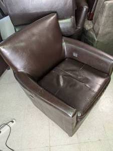 lot 170 image: Brown Faux Leather Club Chair w Bowed Arms