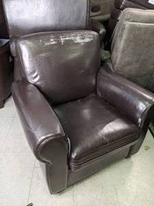 lot 196 image: Brown Faux Leather Club Chair w Padded Arms