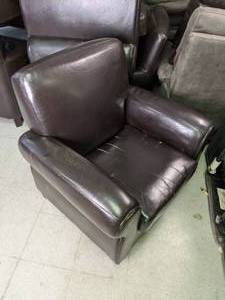 lot 198 image: Brown Faux Leather Club Chair w Padded Arms