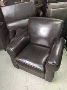 lot 199 image: Brown Faux Leather Club Chair w Padded Arms