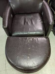 lot 200 image: Faux Leather Club Chair & Ottoman