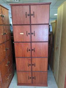 lot 65 image: Tall Multi-Compartment Wood Locker Unit (3 of 3)