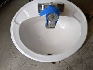 lot 141 image: Oval Porcelain Sink with Faucet