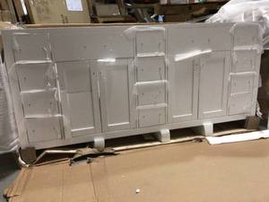 Caroline Parkway 72 in. W Bath Vanity Cabinet Only in White by Virtu USA Broken damaged Customer Returns See Pictures