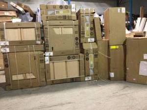 Pallet with assorted Kitchen Cabinets various sizes and models customer returns see pictures