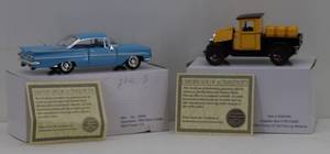 lot 43 image: (2) National Motor Museum Mint 132 1959 Chevy Impala Sport Coupe & 1928 Chevy 12ton Pickup
