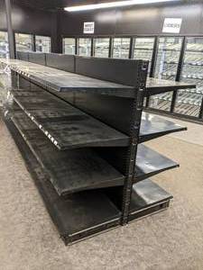 lot 36 image: 16 Ft. Two Sided Metal Retail Display Rack