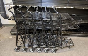 lot 34 image: Six Small Single Basket Shopping Carts
