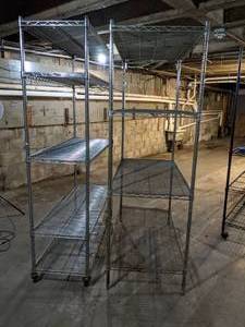 lot 60 image: Two Metal Industrial Shelving Units