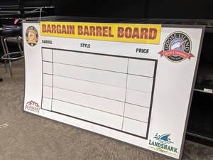 lot 26 image: Bargain Barrel Board Sign