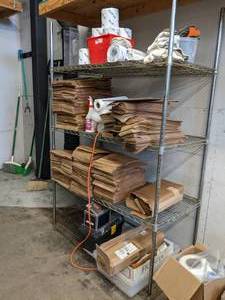 lot 45 image: Tall Industrial Metal Storage Shelving Unit