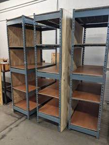 lot 54 image: Three Matching Heavy Duty Storage Shelving Units