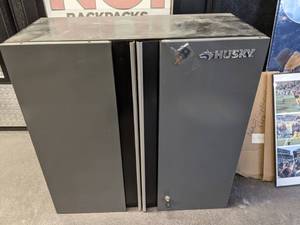 lot 96 image: Husky 28 Locking Metal Wall Cabinet w Key