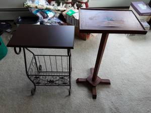 Vintage Handcrafted Wood Table With Star Inlay 13x9x26
