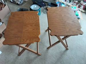 Pair Of Handcrafted Folding Tables 24x18x24