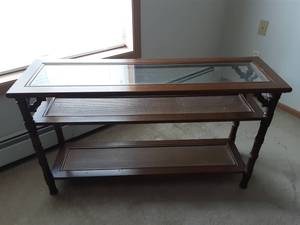 Glass Top Console Table With 2-Lower Shelves 41x14x26