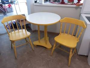 3-Piece Yellow Bistro Set 30 Round Table & 2-Chairs