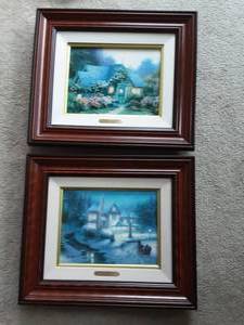 Pair Of Framed Thomas Kinkade Prints With COAs 20x18