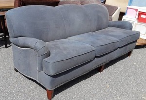 lot 4 image: Monsella Designs Gray Sofa With Stud Accents (7 Ft,)