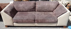 lot 7 image: 2-Tone BeigeBrown 7 Ft. Sofa