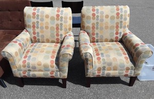 lot 12 image: Pair Of Colorful Dot Side Chairs 34 Wide x 29 Deep x 37 Tall