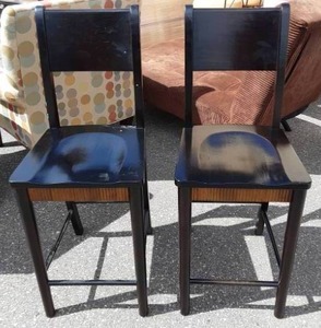 lot 13 image: Pair Of Pier 1 Wood Counter Stools-Seat Height 24