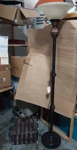 lot 40 image: Floor Lamp With Glass Shade 73 & Magazine Rack