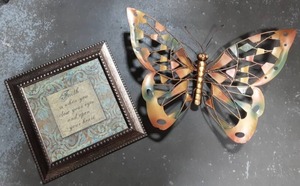 lot 43 image: 24 Metal Butterfly & Picture