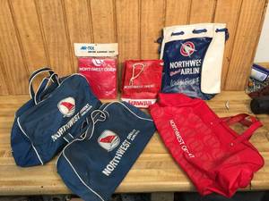 lot 35 image: Vintage Northwest Orient Airline TravelDuffle Bags