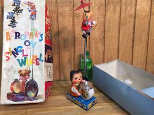 lot 113 image: Vintage Acrobatics on Single Wheel Tin Litho Battery Op Toy