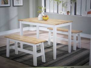 newyork table with 2 benches white ...