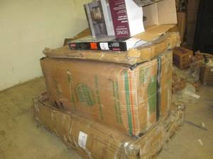 pallet of used grill , table with b...