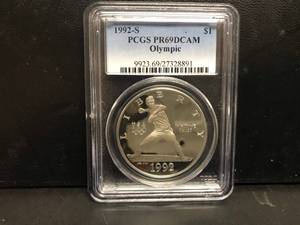 lot 22 image: 1992 S Olympic PR69DCAM Coin