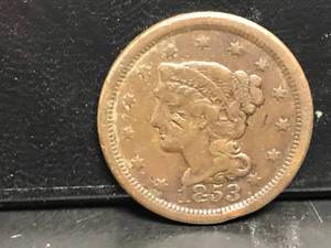 lot 34 image: 1853 Large Cent