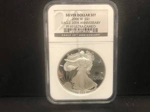 lot 59 image: 2006 1oz Liberty Silver Coin PF69 Ultra Cameo 20th Anniversary