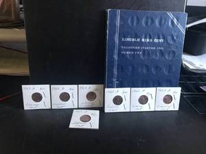 lot 80 image: Book of Lincoln Heat Cent (incomplete)  6 1953 D Bu & 1 1957 D Bu