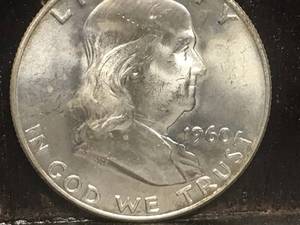 lot 95 image: 1960 P Franklin Half Dollar