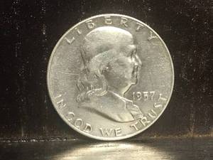 lot 96 image: 1957 D Franklin Half Dollar