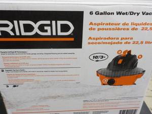 lot 6 image: Ridged 6 Gallon WetDry Vac 3.5 hp...